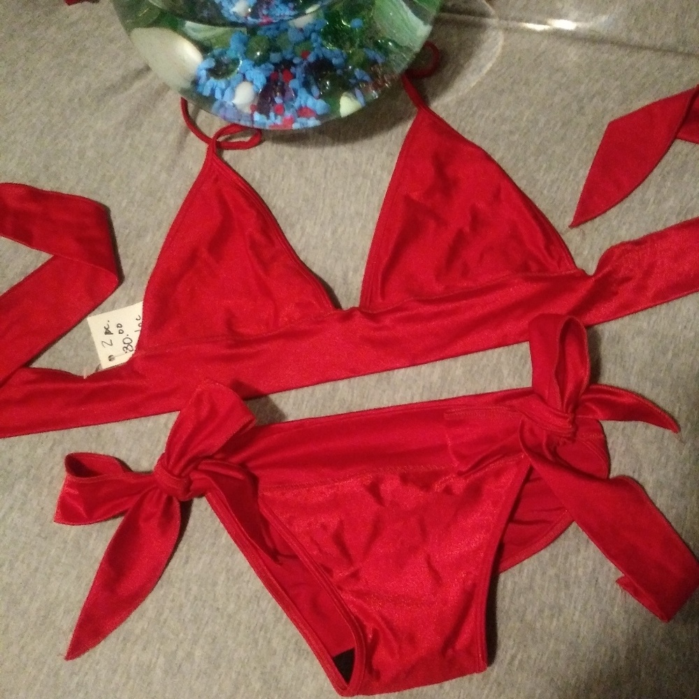 Red Tie-Side Bikini Set - Women Swim Bikini